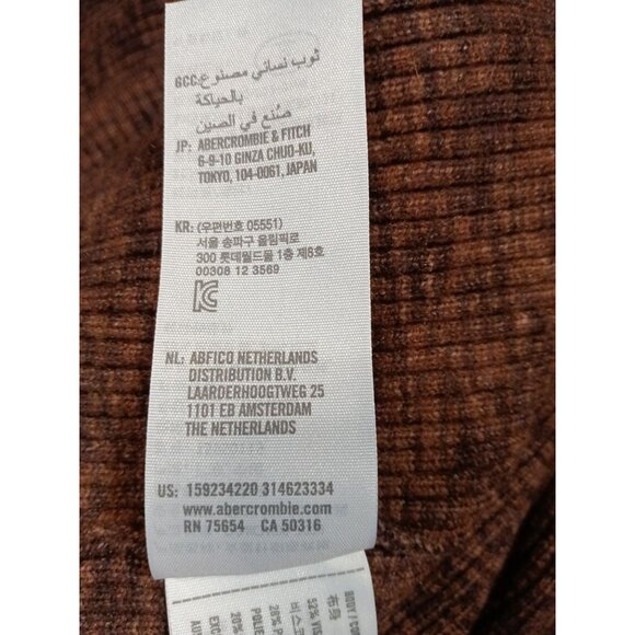 Abercrombie & Fitch Brown Ribbed Knit Long Sleeve Bodycon Dress - Picture 8 of 8